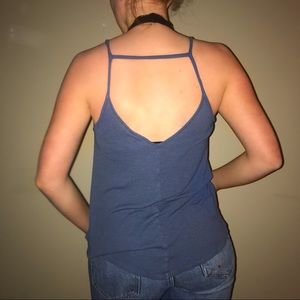 Blue high neck tank top